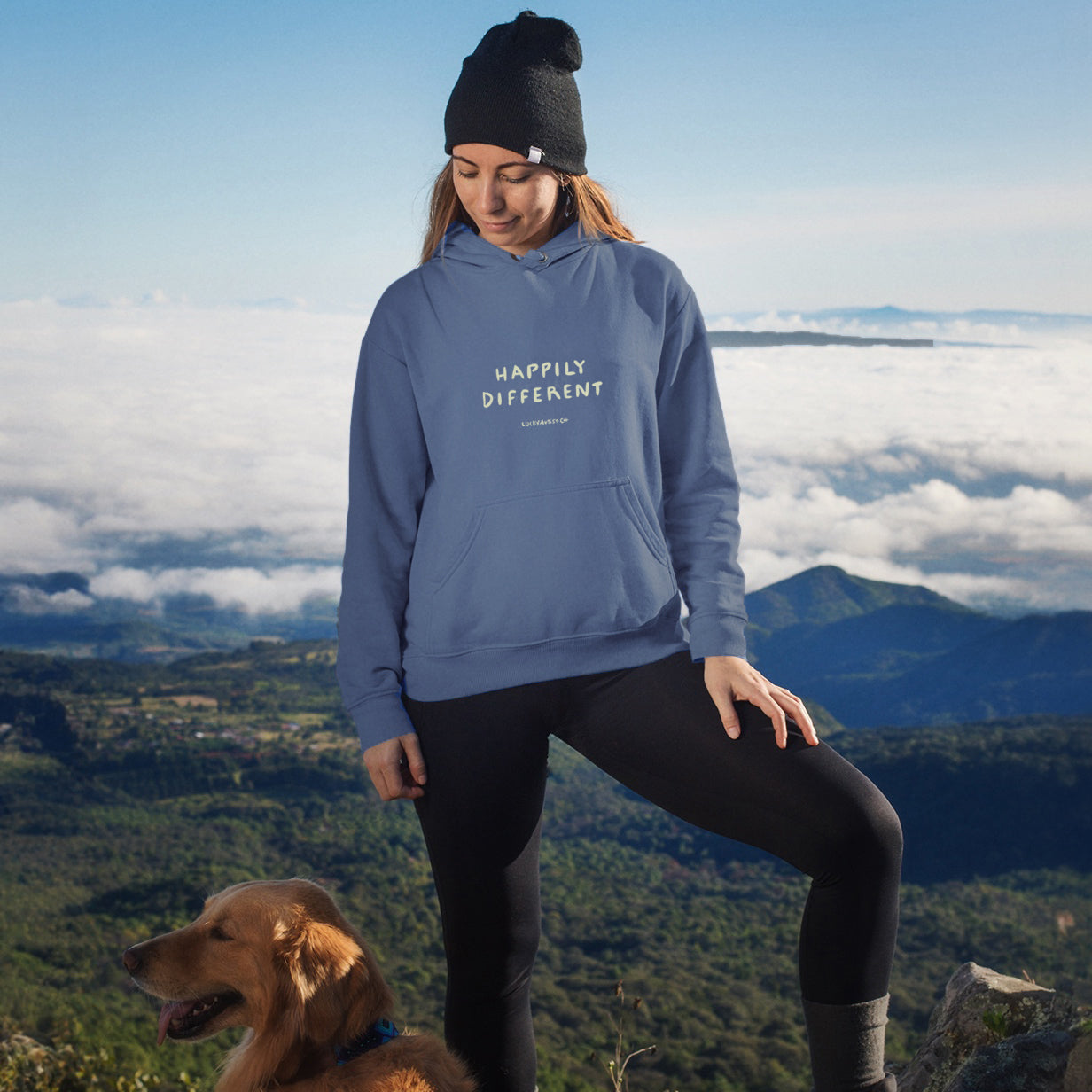 Hoodie Happily Frostblau | Unisex | 80 % Bio-Baumwolle