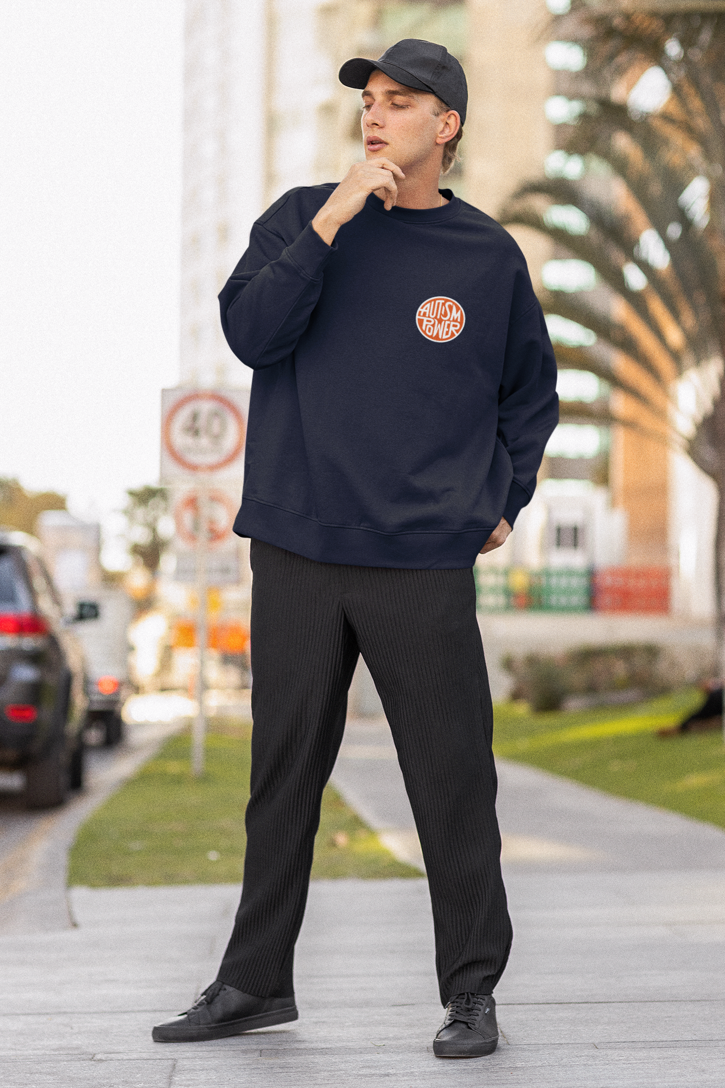 AUTISM POWER | Sweatshirt premium Navy | Unisexe