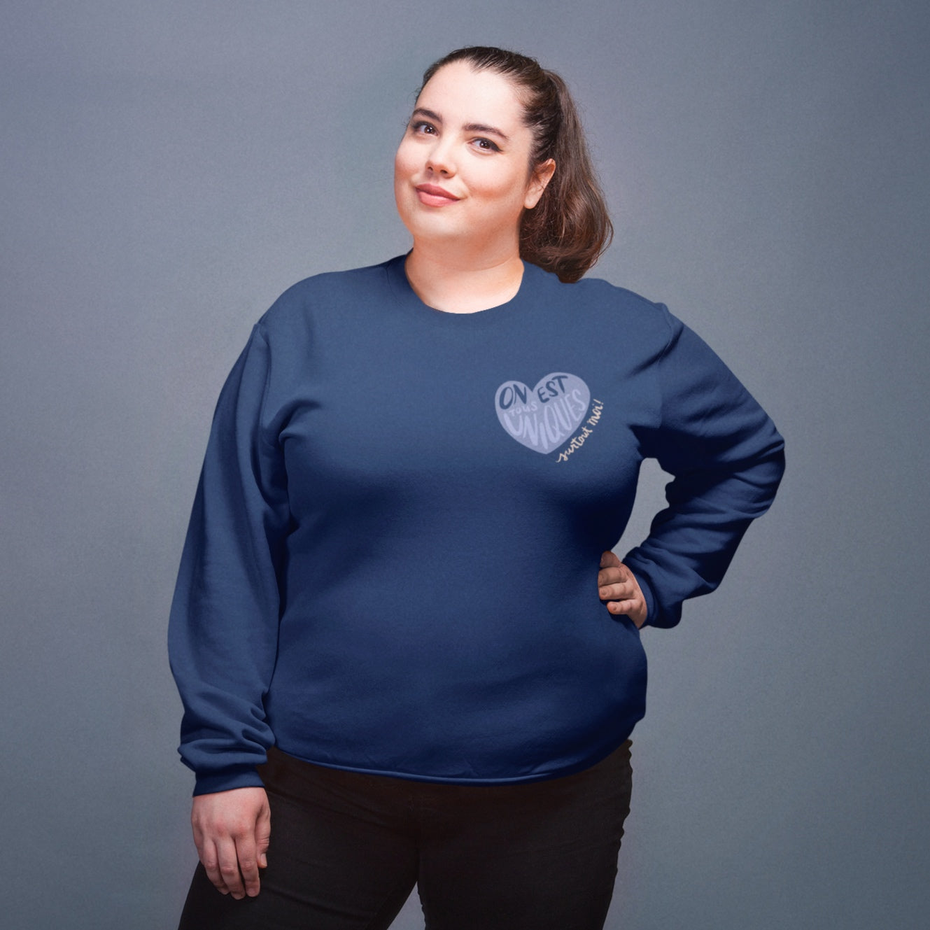 Sweatshirt Herz Marine | Unisex | 80% Bio-Baumwolle